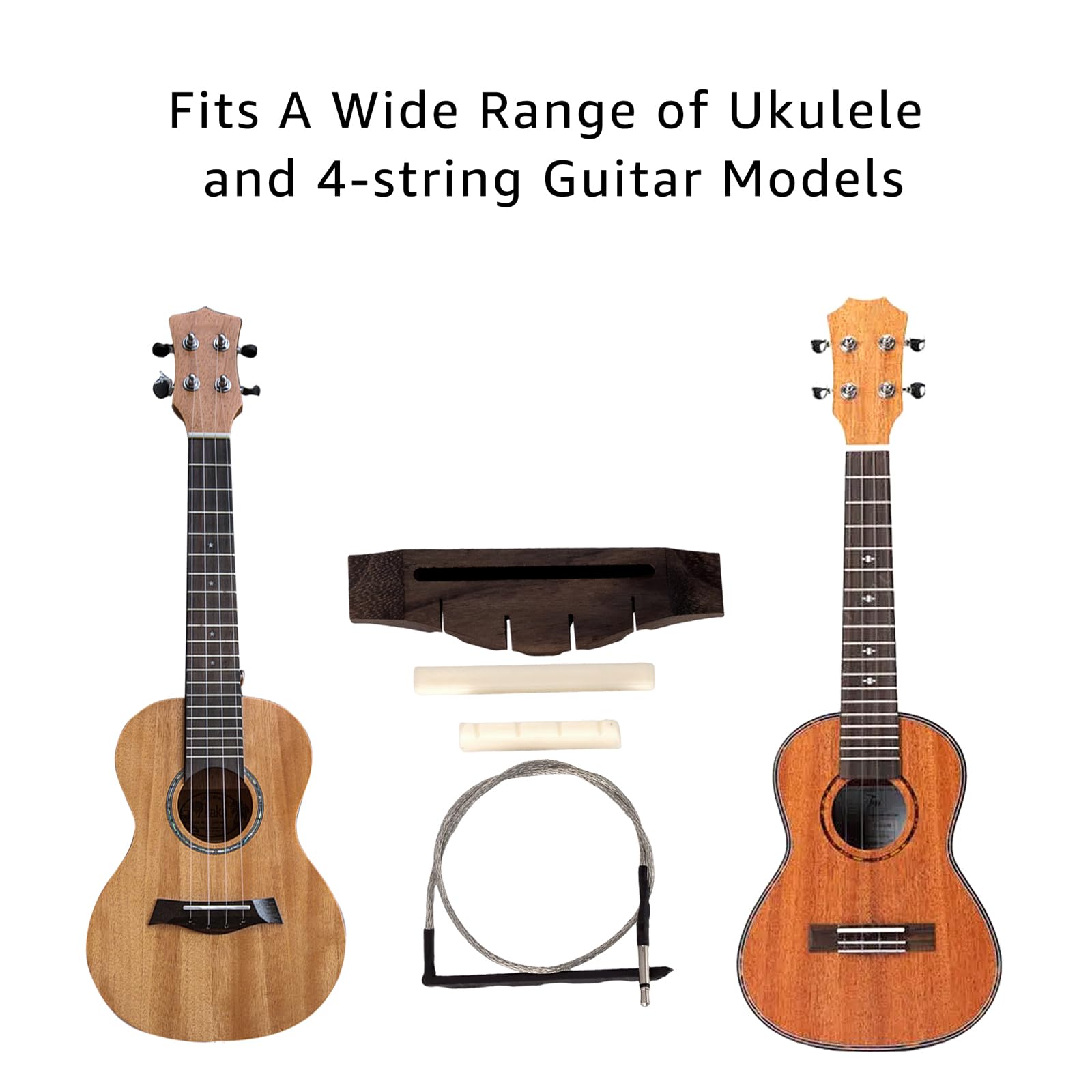 Rosewood Bridge Piezo Bridge Saddle Nut for Ukulele 4 String Guitar